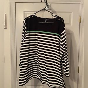 Chaps Ladies 3X Black and White Striped shirt